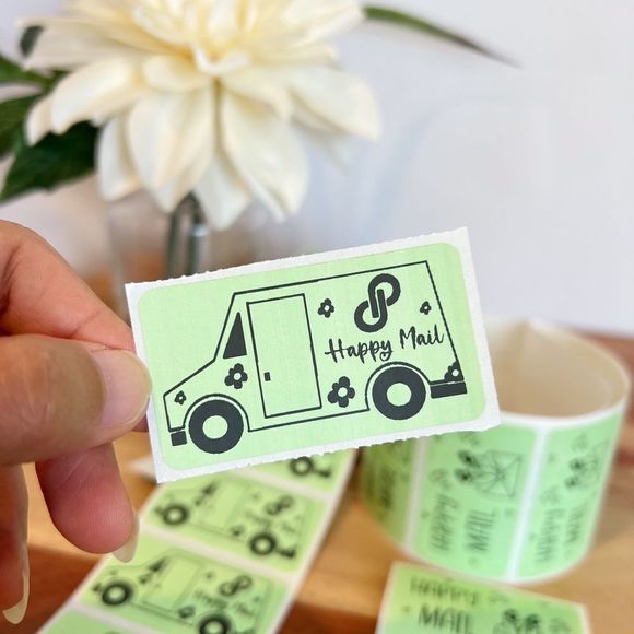 ‎💚150 Happy Mail/Thank you Stickers - Picture 2 of 3